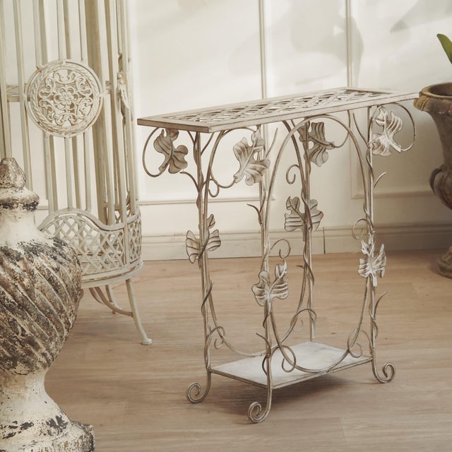 Metal Side Table with Wire Shelf For Sale - Image 4 of 16