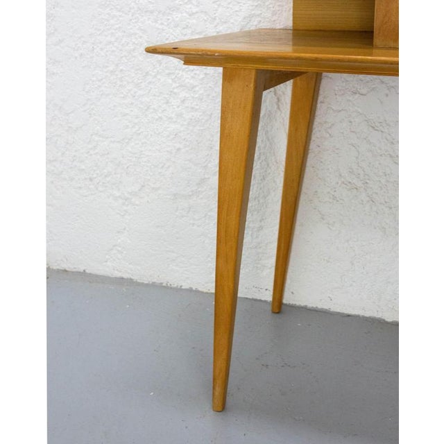 Gold French Nightstand in Elm & Beveled Glass with Compas Feet, 1950s For Sale - Image 8 of 13