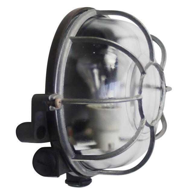 Vintage Industrial Bakelite and Clear Glass Wall Light For Sale - Image 6 of 6