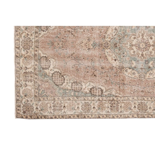 Distressed Turkish Sparta Rug With Floral Pattern 5'3" X 8'5" For Sale In Philadelphia - Image 6 of 11
