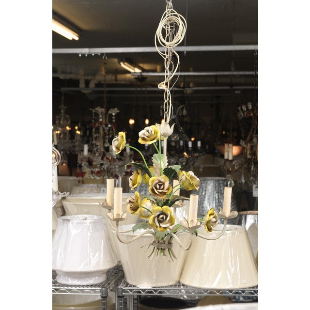 Hand Painted 5-Light Tole Floral Chandelier, 1950s Italy For Sale - Image 11 of 14