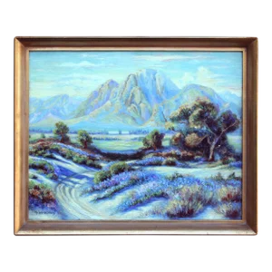 1930's Palm Springs Desert in Spring Landscape Original Oil Painting by Helen Wannop