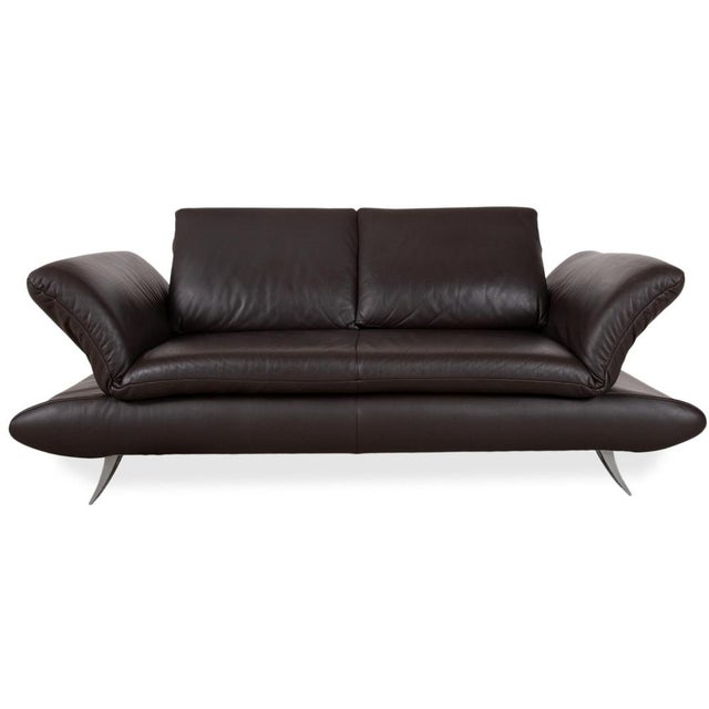 Leather Two-Seater Brown Manual Function Sofa by Koinor Velluti For Sale - Image 16 of 16
