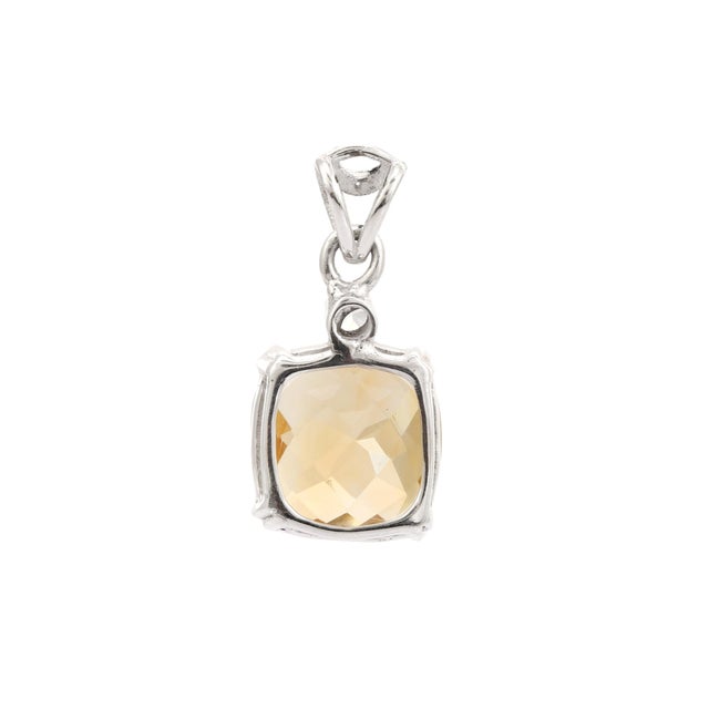 Luminous 6.5 Carat Cushion Cut Citrine Statement Pendant Set in Solid Silver For Sale - Image 6 of 10
