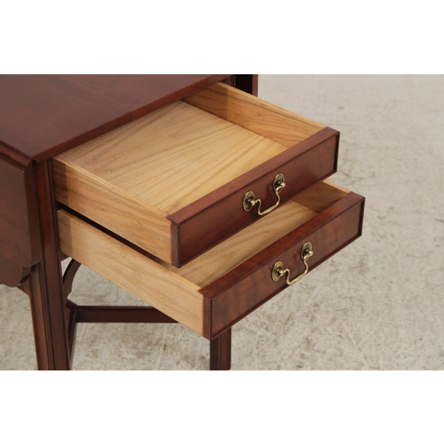 Brown Henkel Harris Cherry 2 Drawer Drop Leaf Table For Sale - Image 8 of 15