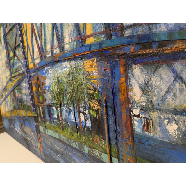 Main Street Bridge, Abstract Expressionist, Mixed Media on Canvas, Marsha Glazière For Sale - Image 9 of 11
