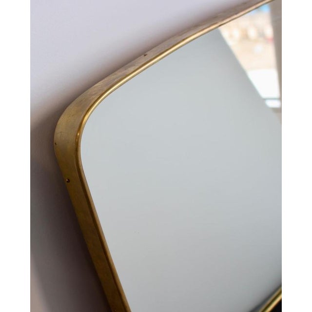 Mid-Century Italian Wall Mirror with Brass Frame, 1950s For Sale - Image 6 of 10