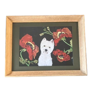 Contemporary Westie Dog Print by Judy Henn Vintage Frame