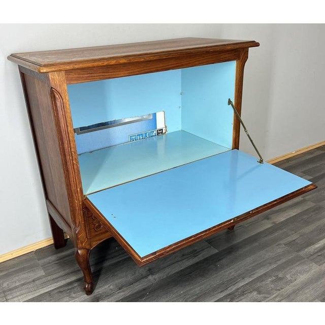 Vintage French Louis XVI Style Carved Oak Cabinet with Drawer For Sale - Image 12 of 15