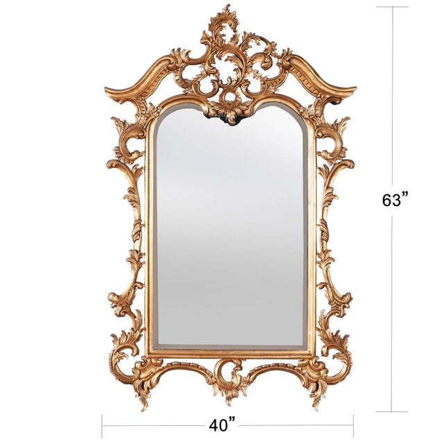 A Chippendale Gold Leaf Mirror from Niagara Furniture, the bevelled glass having been hand cut and fitted to the hand...