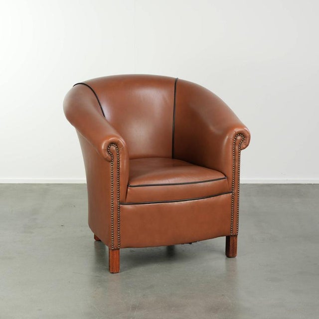 English Cowhide Leather Club Armchair For Sale - Image 14 of 14
