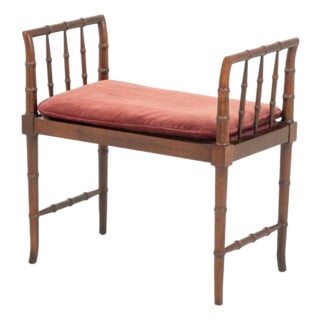 Faux Bamboo Walnut Window Seat For Sale