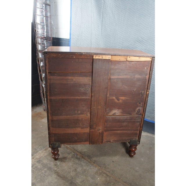 Mid 19th Century Antique Victorian Flame Mahogany Bow Front Tallboy Dresser Chest of Drawers For Sale - Image 14 of 14