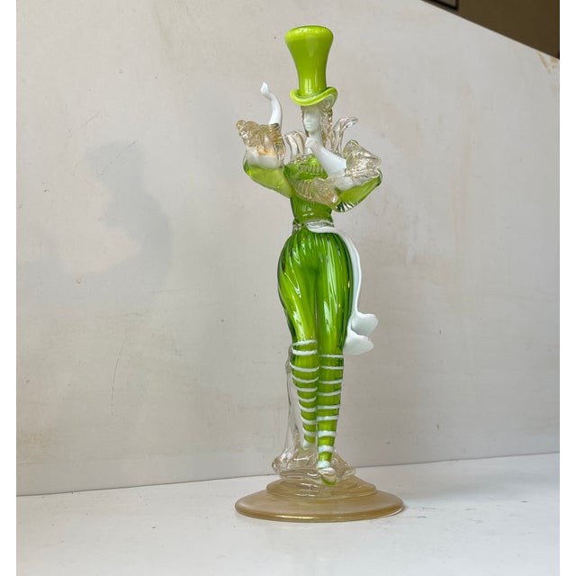 1960s Vintage Kelly Green Venetian Murano Glass Dancers by Franco Toffolo, 1960s, Set of 2 For Sale - Image 5 of 17