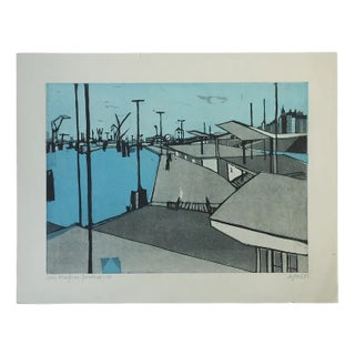 Otto Eglau, In Port, Etching, 1961 For Sale