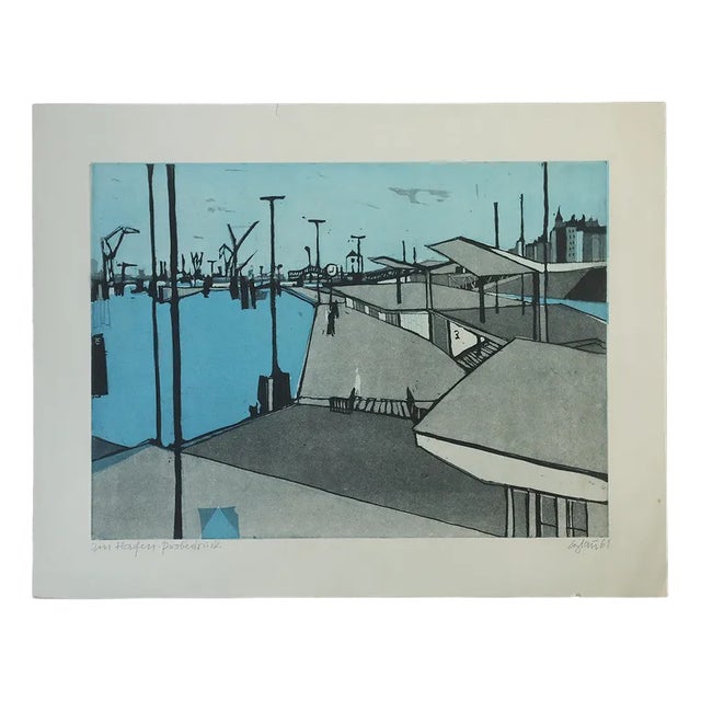 Otto Eglau, In Port, Etching, 1961 For Sale