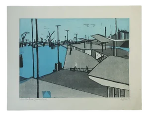 Otto Eglau, In Port, Etching, 1961