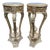 Late20C Artisan Louis XVI Gold Beech Marble Side Tables-Pair For Sale