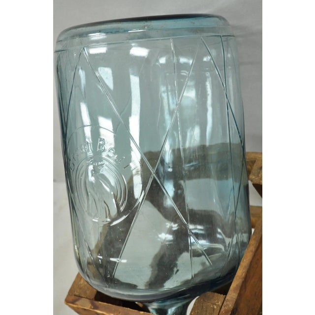 Vintage Great Bear Blue 5 Gallon Glass Carboy Jug in Wooden Crate For Sale In Philadelphia - Image 6 of 13