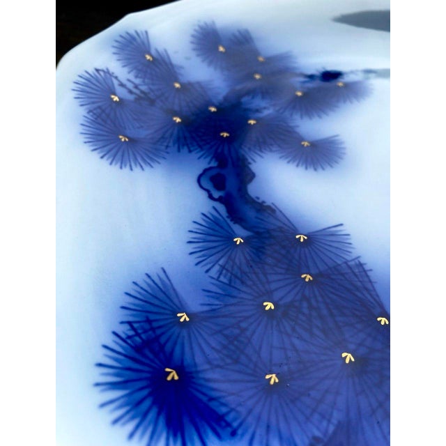 Blue Mid 20th Century Koransha Japanese Cobalt Blue Pine Tree Porcelain Charger For Sale - Image 8 of 10
