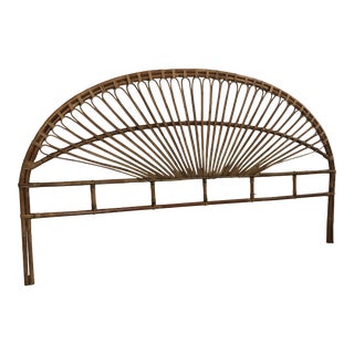 Vintage Boho Rattan King Headboard For Sale