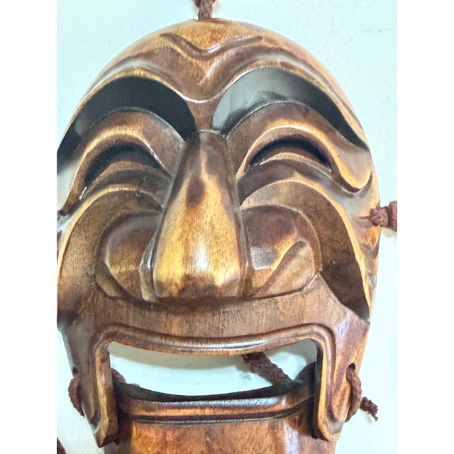 Late 20th Century Vintage Korean Hahoe Yangban Hand-Carved Wood Mask With Articulated Jaw For Sale - Image 5 of 8