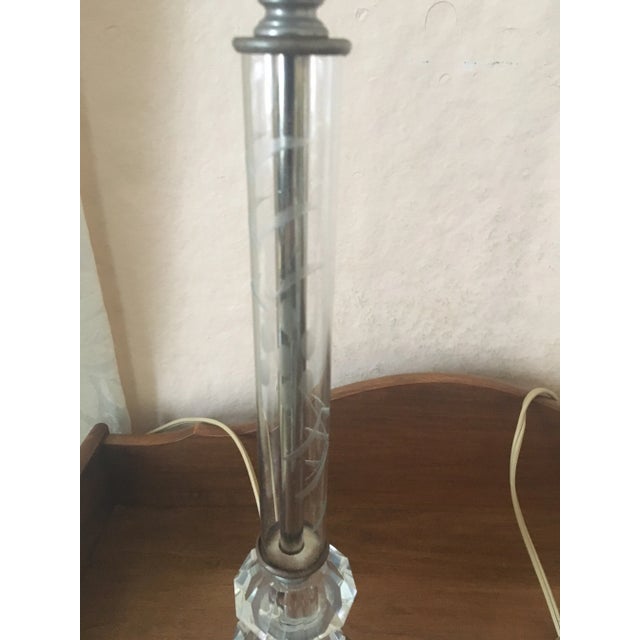 Mid Century Etched Glass Crystal Table Lamp - a Pair For Sale In Naples, FL - Image 6 of 8