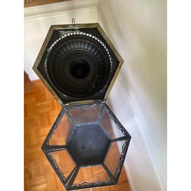 XTall Antique Gold Leaf Metal and Glass Floor Lantern Chairish