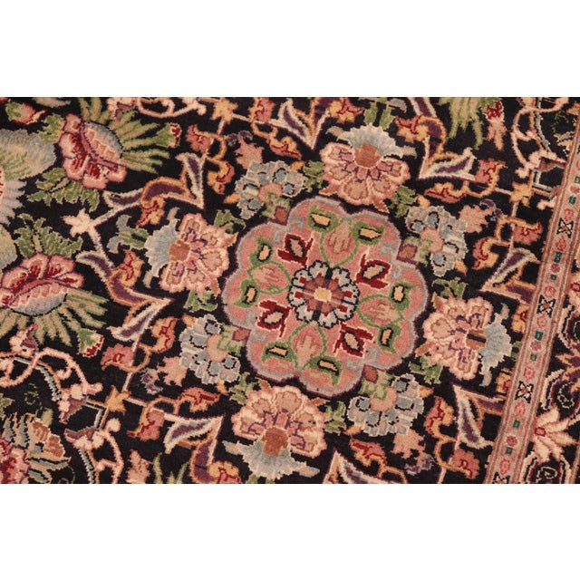 Intricate Floral Pak-Persian Black/Red Wool Rug - 6'1'' X 9'4'' For Sale In New York - Image 6 of 9