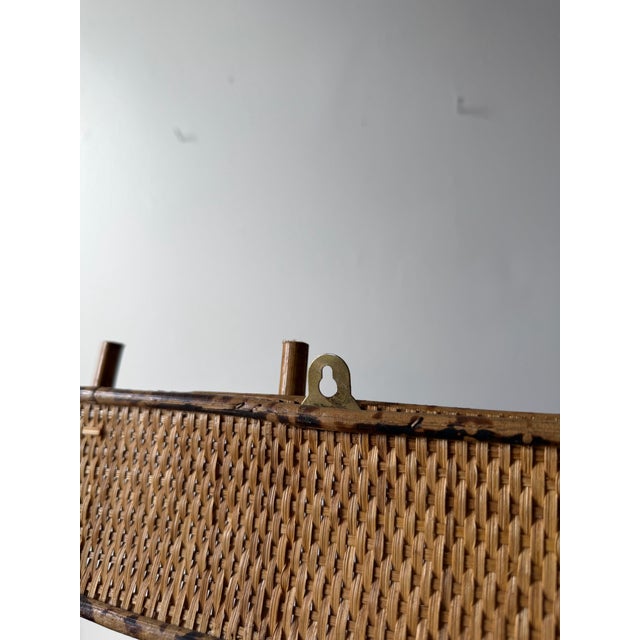 Mid Century Wall Coat Rack Bamboo and Rattan 70’s For Sale In Boston - Image 6 of 6