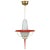 Italian Red Lantern in Milk Glass & Brass, 1950s For Sale