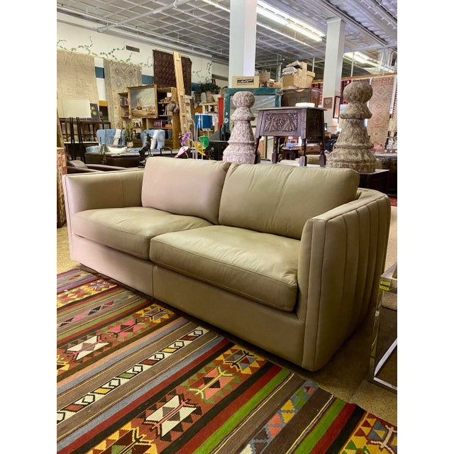 Olivia & Quinn Leather Sofa With Channel Tufting For Sale - Image 12 of 12