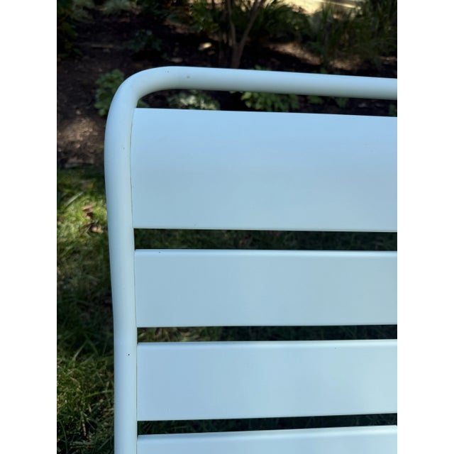 French Pair of Fermob Luxembourg Low Armchairs in Ice Mint For Sale - Image 3 of 7