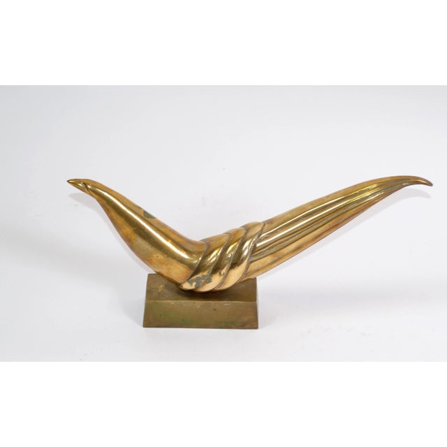 Abstract Mid-Century Modern Patinated Brass Bird on Bronze Base For Sale - Image 10 of 10