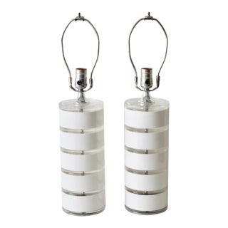 Vintage Optique Lucite Disc Glam Mid-Century Modern Table Lamps-A Pair For Sale