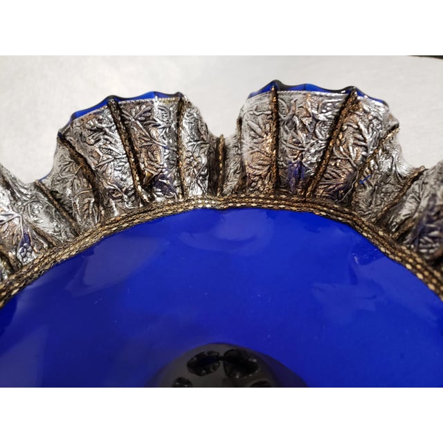 Blue Vintage Morocan Cobalt Blue Glass Pedestal Compote For Sale - Image 8 of 13