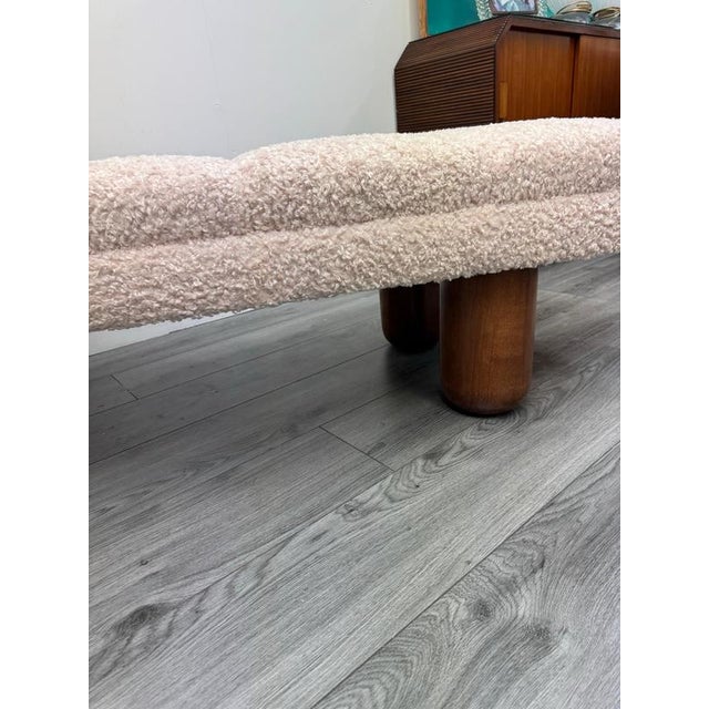 Wood Large Bouclé Bench with Oak Legs, 1970s For Sale - Image 7 of 10