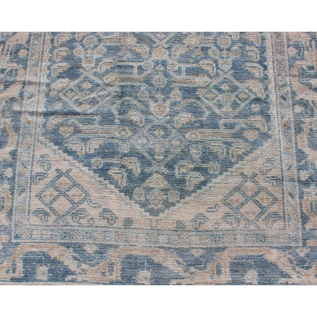 Long Antique Persian Malayer Runner With All Over Herati Design in Soft Blue For Sale - Image 9 of 13