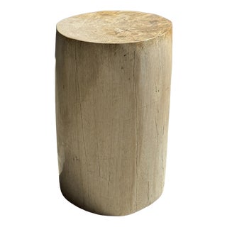 Small Side Table in Speckled White and Beige Petrified Wood, 1980s For Sale
