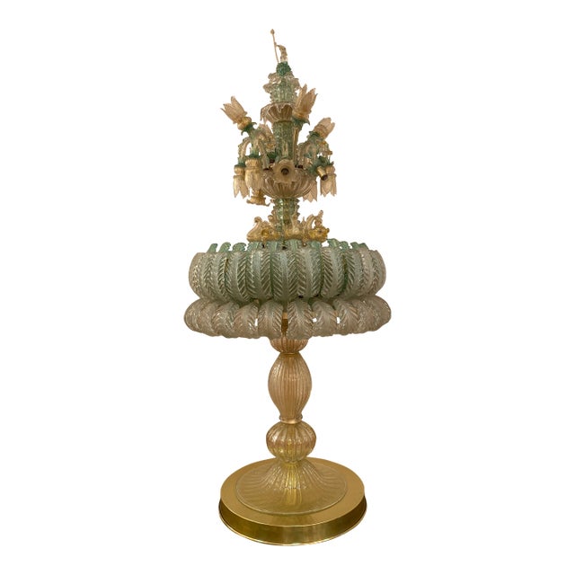 Italian Vintage Murano Glass Floor Lamp With Working Water Fountain For Sale