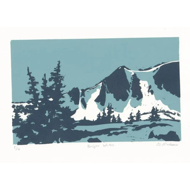 Contemporary Gennie Madsen Bright Whites Mountain Relief Print For Sale - Image 3 of 3