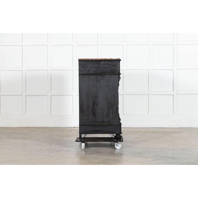 Antique French Ebonised Fruitwood and Marble Commode, 1880 For Sale - Image 10 of 17