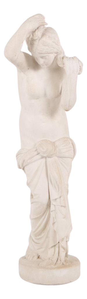 Sculpture of Partially Undressed Female Figure in Biscuit Porcelain, 1920s