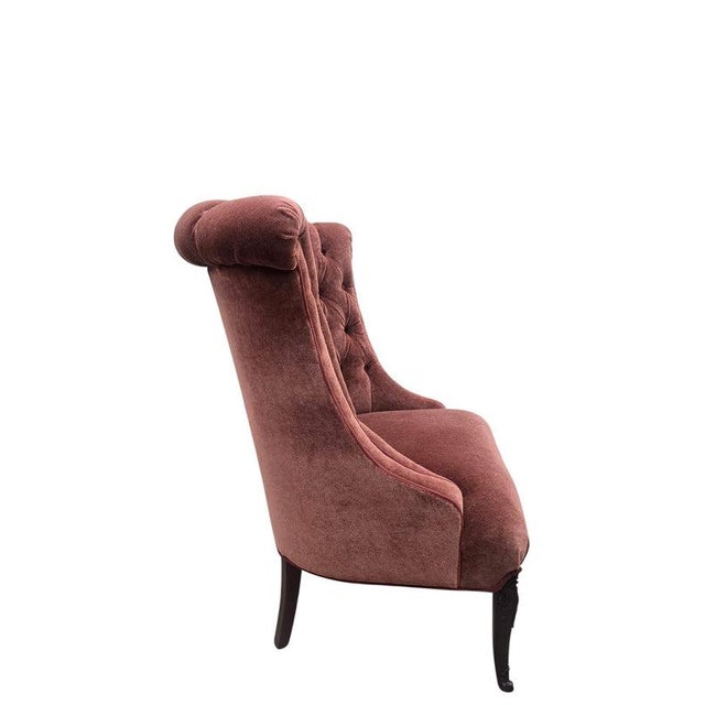 Vintage Queen Anne Style Tufted Wingback Chairs Newly Reupholstered - Pair For Sale - Image 10 of 14
