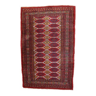 1960s Handmade Vintage Uzbek Bukhara Rug For Sale