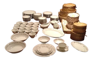 1950's China Dinnerware With Platter & Serving Bowl in Original Case - 105 Pieces