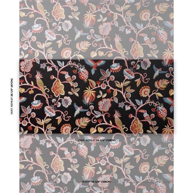 Fanciful, multicolor flora and fauna inhabit Birds of Paradise, an intricate, pattern-rich jacquard weave made of silky...