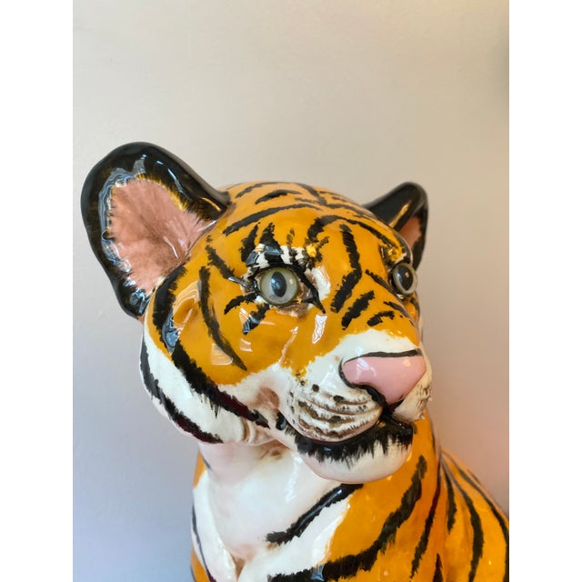 1976 Hollywood Regency Ceramic Studio Artist Signed Tiger Sculpture Figure For Sale - Image 4 of 13