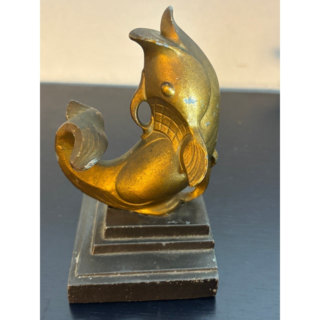 1930s Frankart Art Deco Dolphin Bookends For Sale - Image 5 of 5