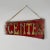 Mid-Century Modern Vintage Handmade "Science Center" Double Sided Wooden Sign in Red & Gold For Sale - Image 3 of 8